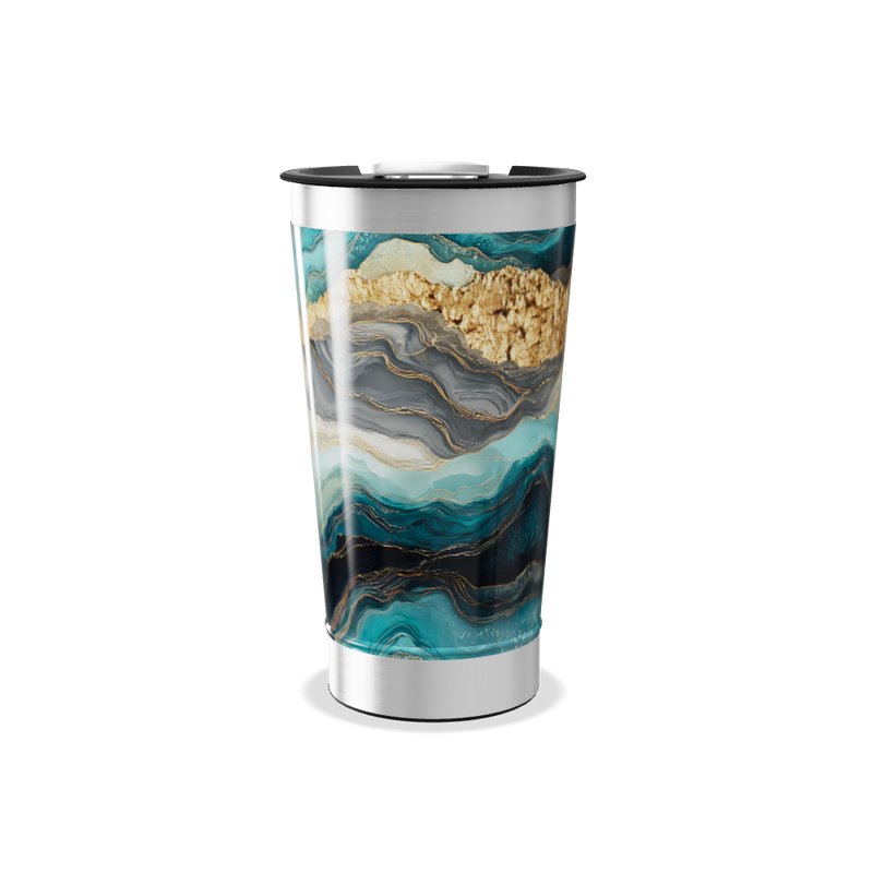 Copo Térmico - Mármore Azul e Dourado