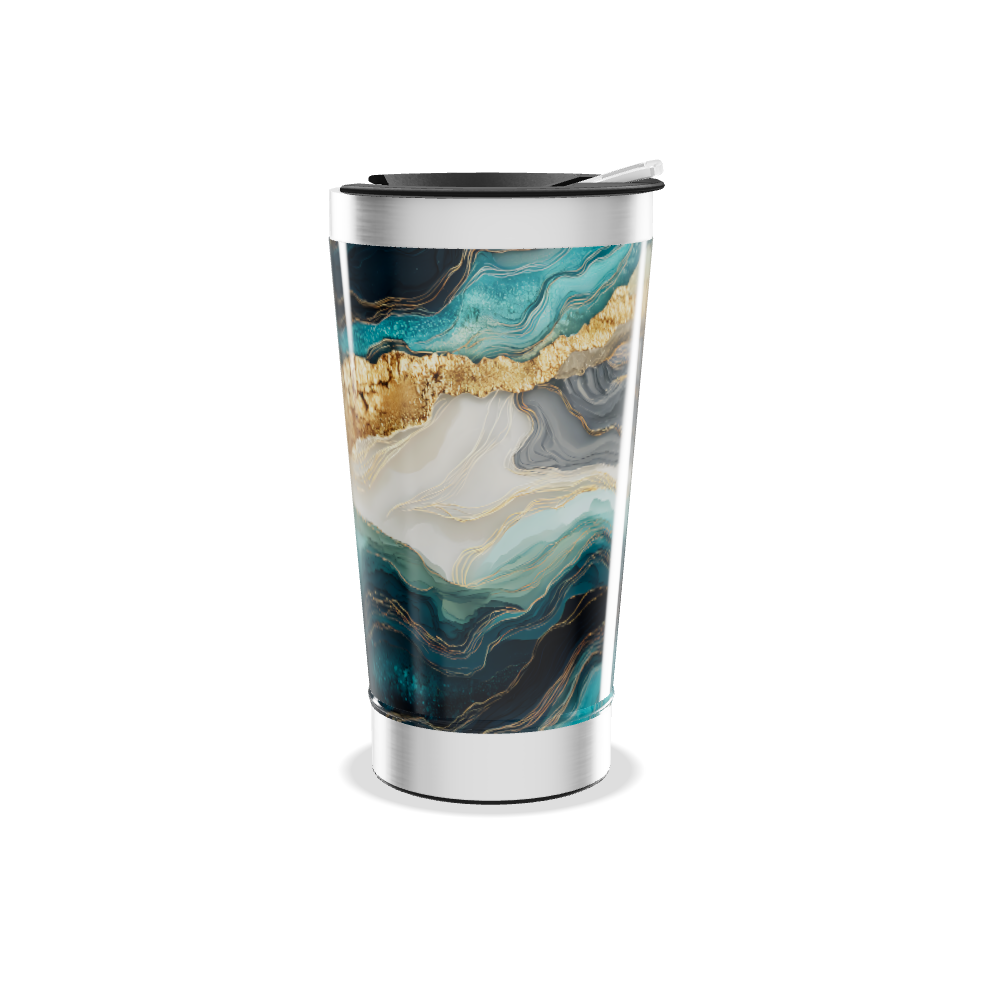 Copo Térmico - Mármore Azul e Dourado