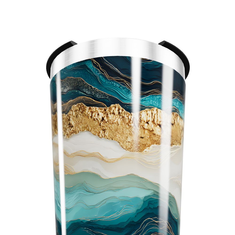 Copo Térmico - Mármore Azul e Dourado