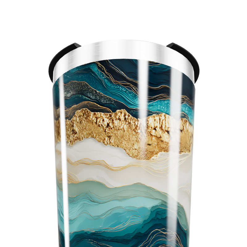 Copo Térmico - Mármore Azul e Dourado