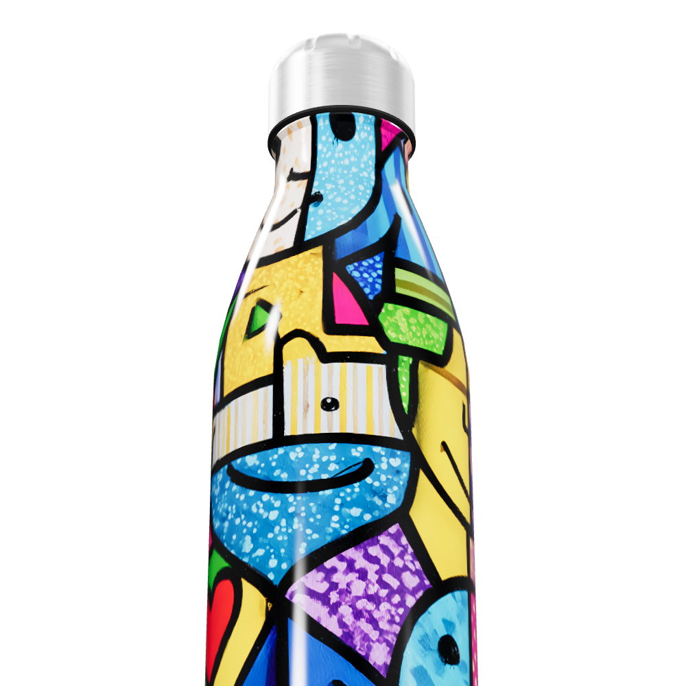 Garrafa Inox - Estampa Colorida Abstrata