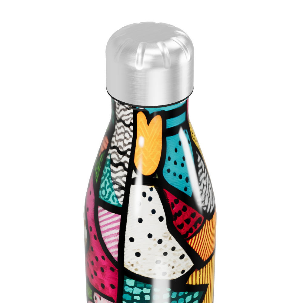 Garrafa Inox - Estampa Colorida Abstrata