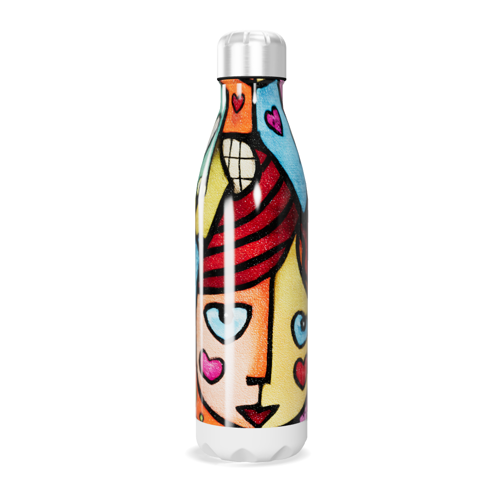 Garrafa Inox - Estampa Colorida Coração