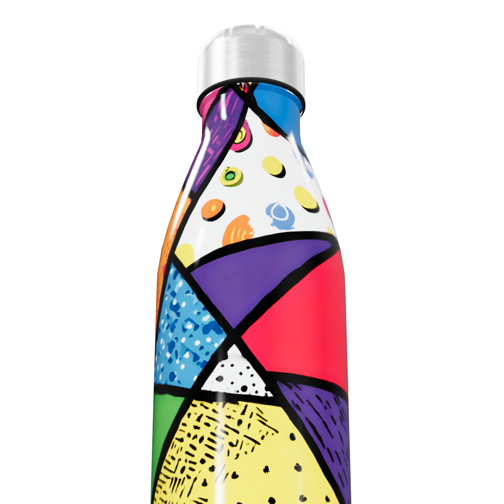 Garrafa Inox - Colorida com Estampa Geométrica