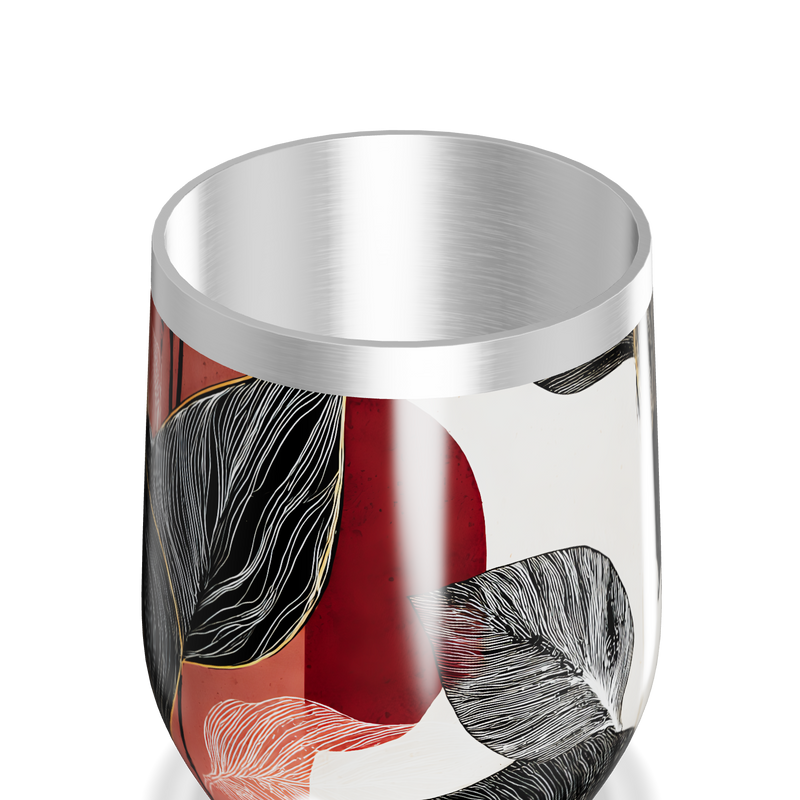 Copo Térmico Slim - Folhagem Preto Vermelho