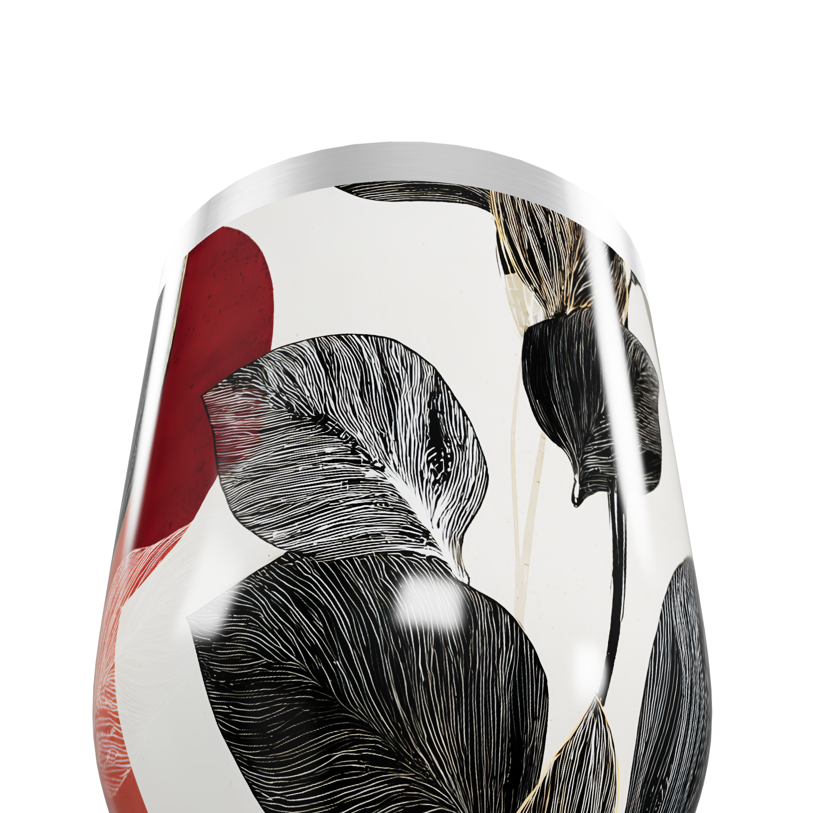 Copo Térmico Slim - Folhagem Preto Vermelho