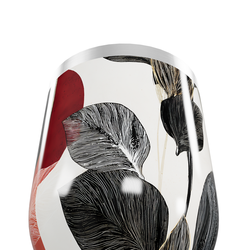 Copo Térmico Slim - Folhagem Preto Vermelho