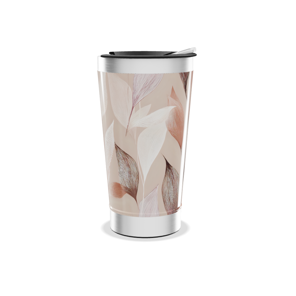 Copo Térmico - Folhas Bege Aço Inox