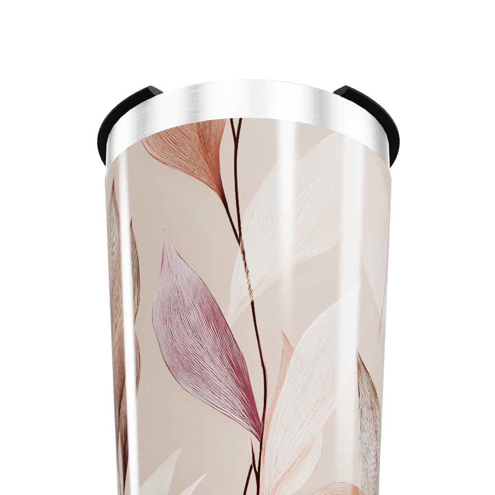 Copo Térmico - Folhas Bege Aço Inox