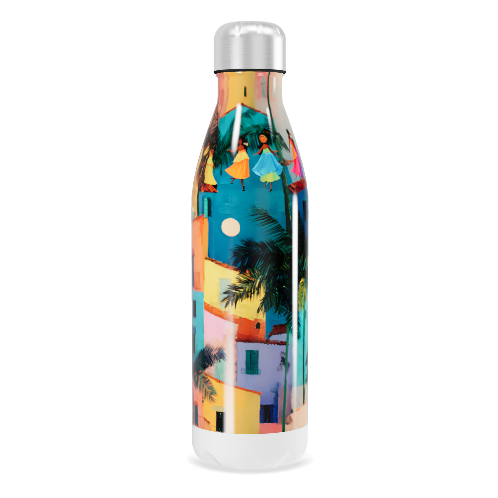 Garrafa Inox - Estampa Casas Coloridas