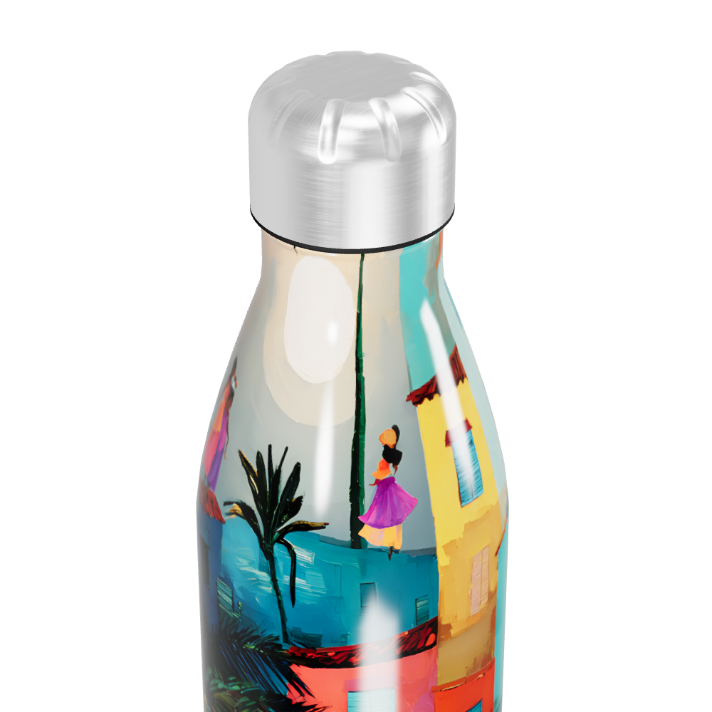 Garrafa Inox - Estampa Casas Coloridas