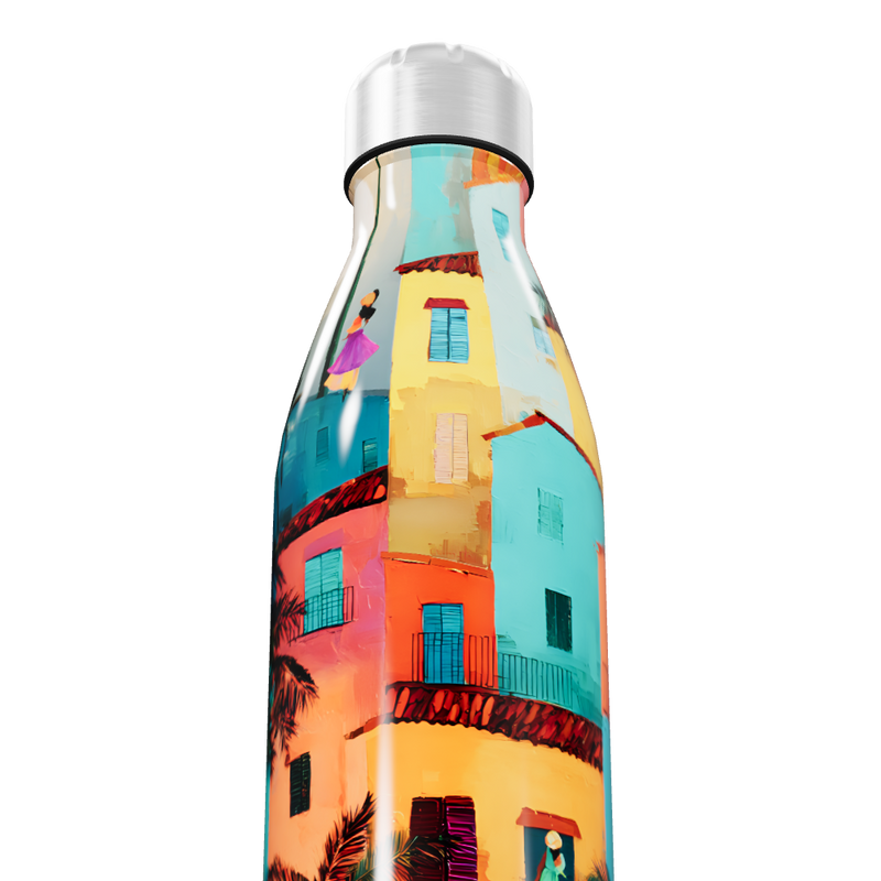 Garrafa Inox - Estampa Casas Coloridas