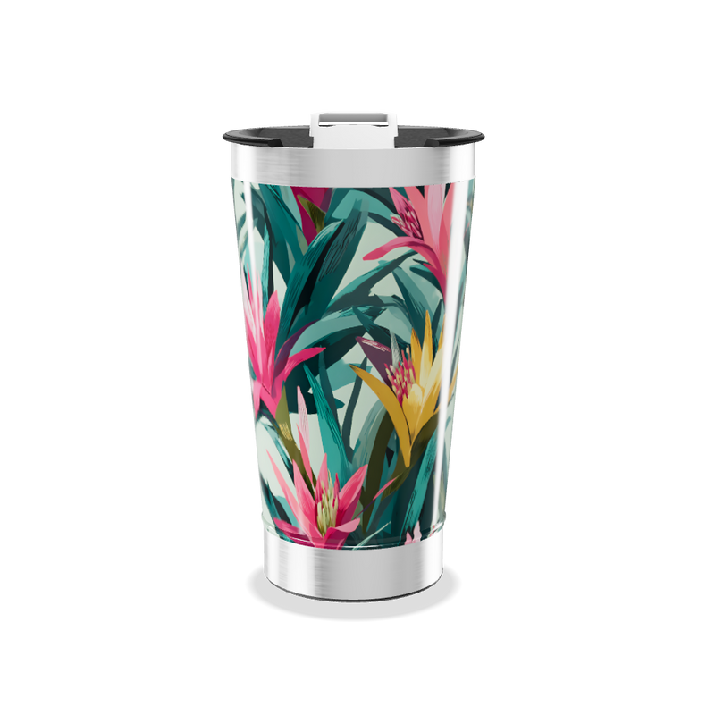 Copo Térmico - Floral Tropical Inox