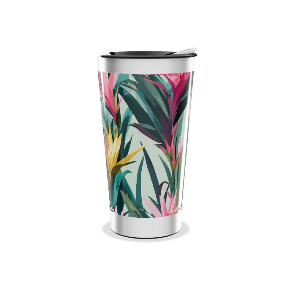 Copo Térmico - Floral Tropical Inox