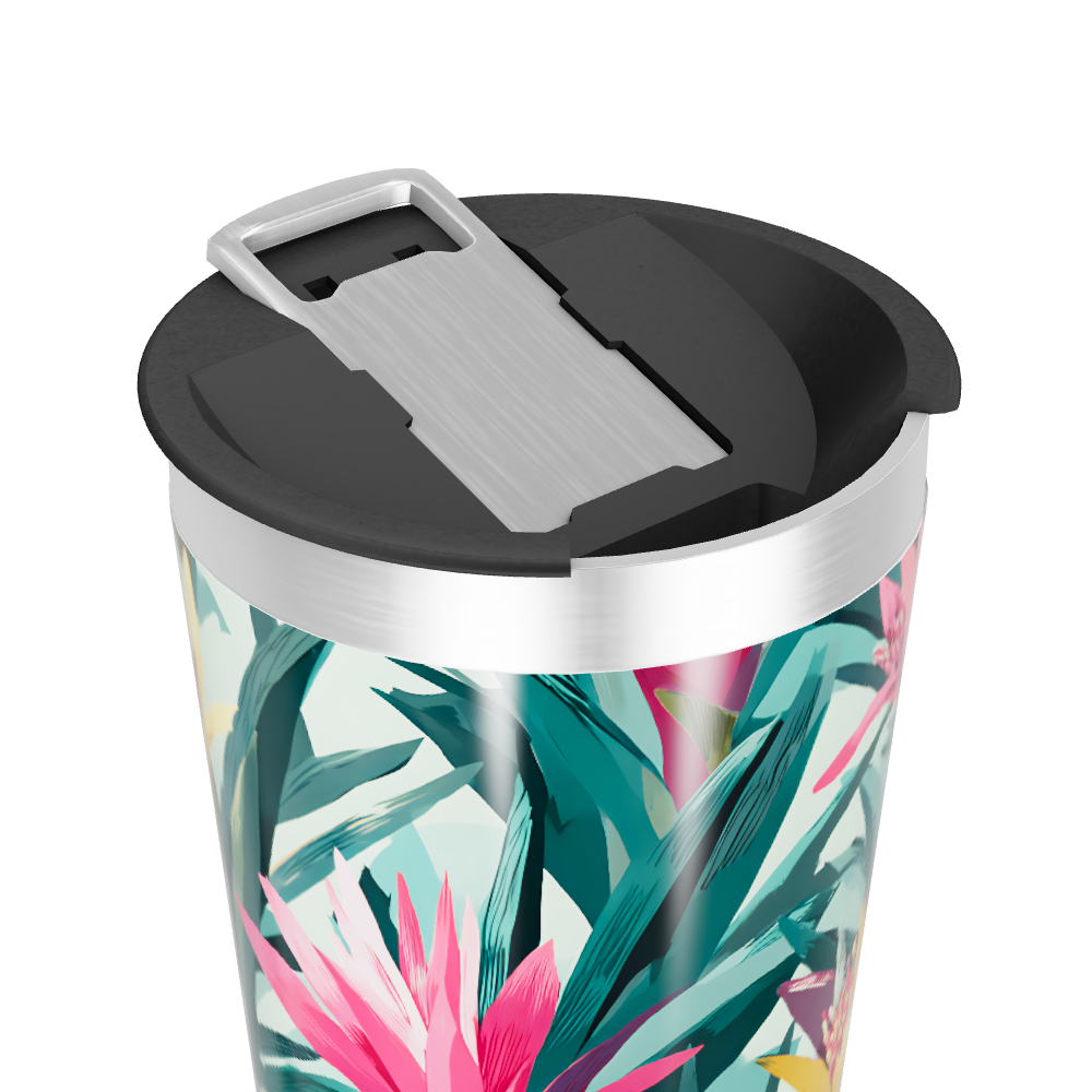 Copo Térmico - Floral Tropical Inox