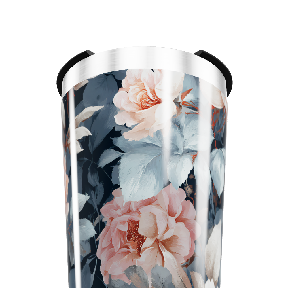 Copo Térmico - Floral Azul e Rosa