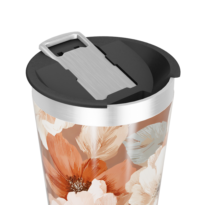 Copo Térmico - Floral Marrom Inox