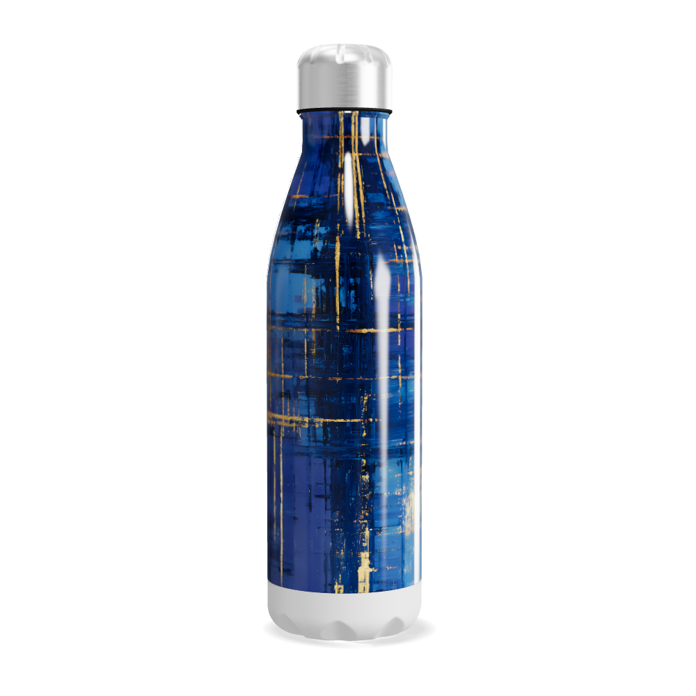 Garrafa Inox - Azul com Estampa Abstrata