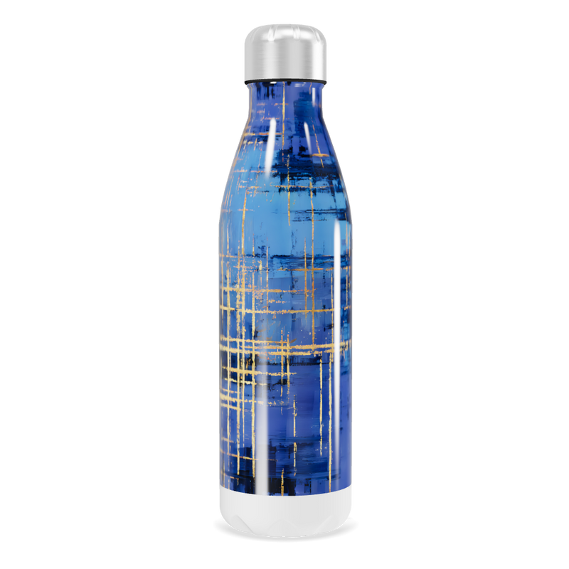 Garrafa Inox - Azul com Estampa Abstrata