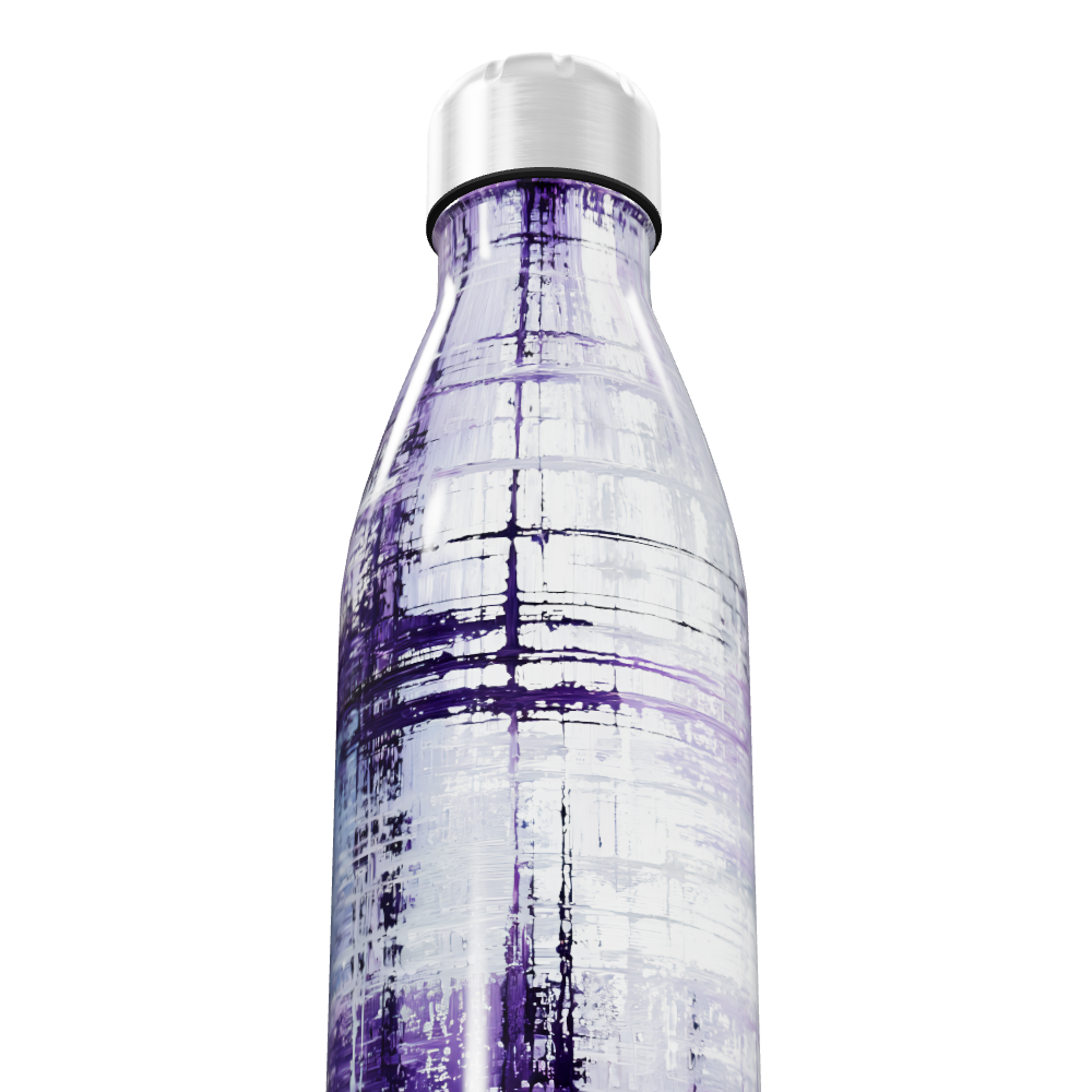 Garrafa Inox - Roxa com Estampa Abstrata