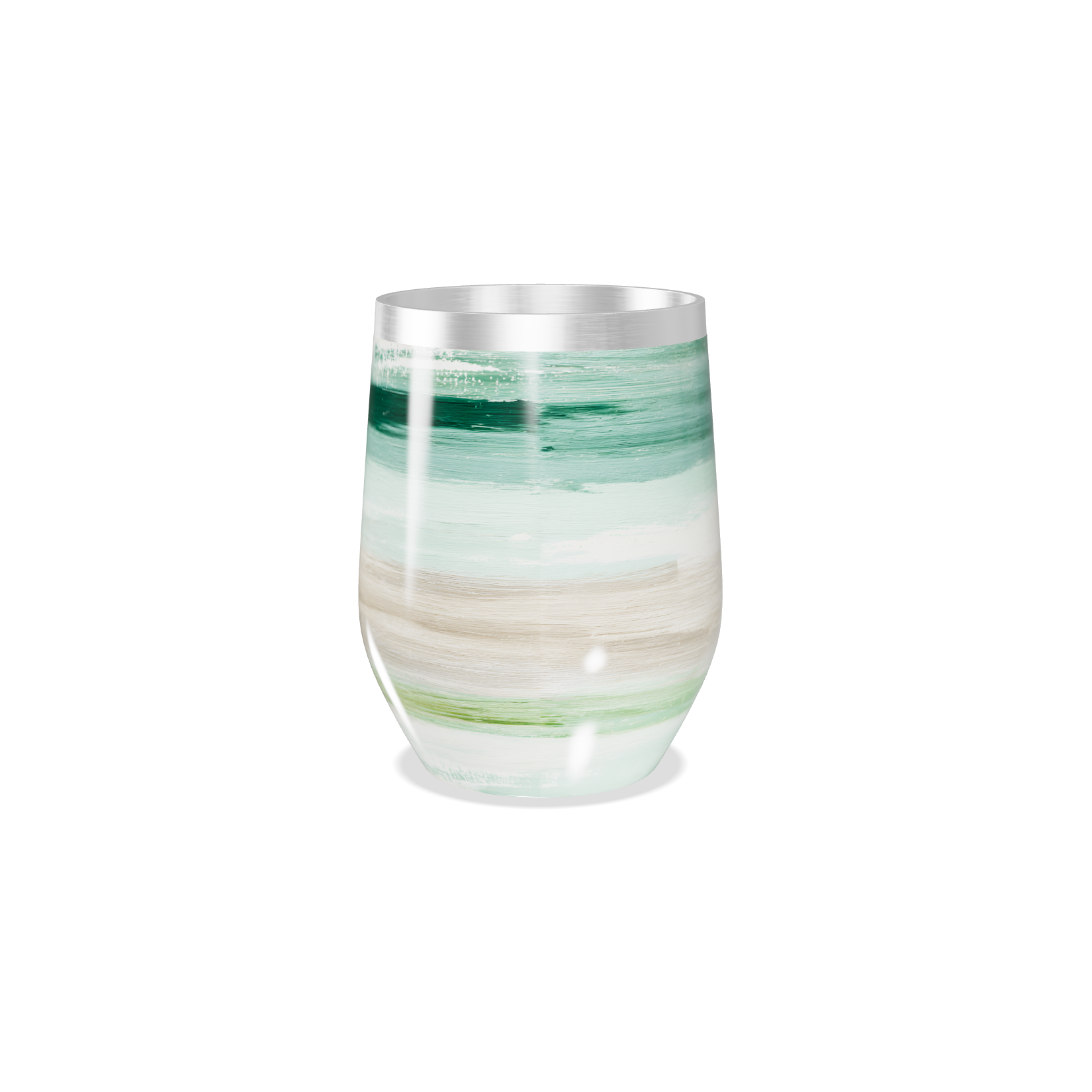 Copo Térmico Slim - Listras Verdes e Brancas