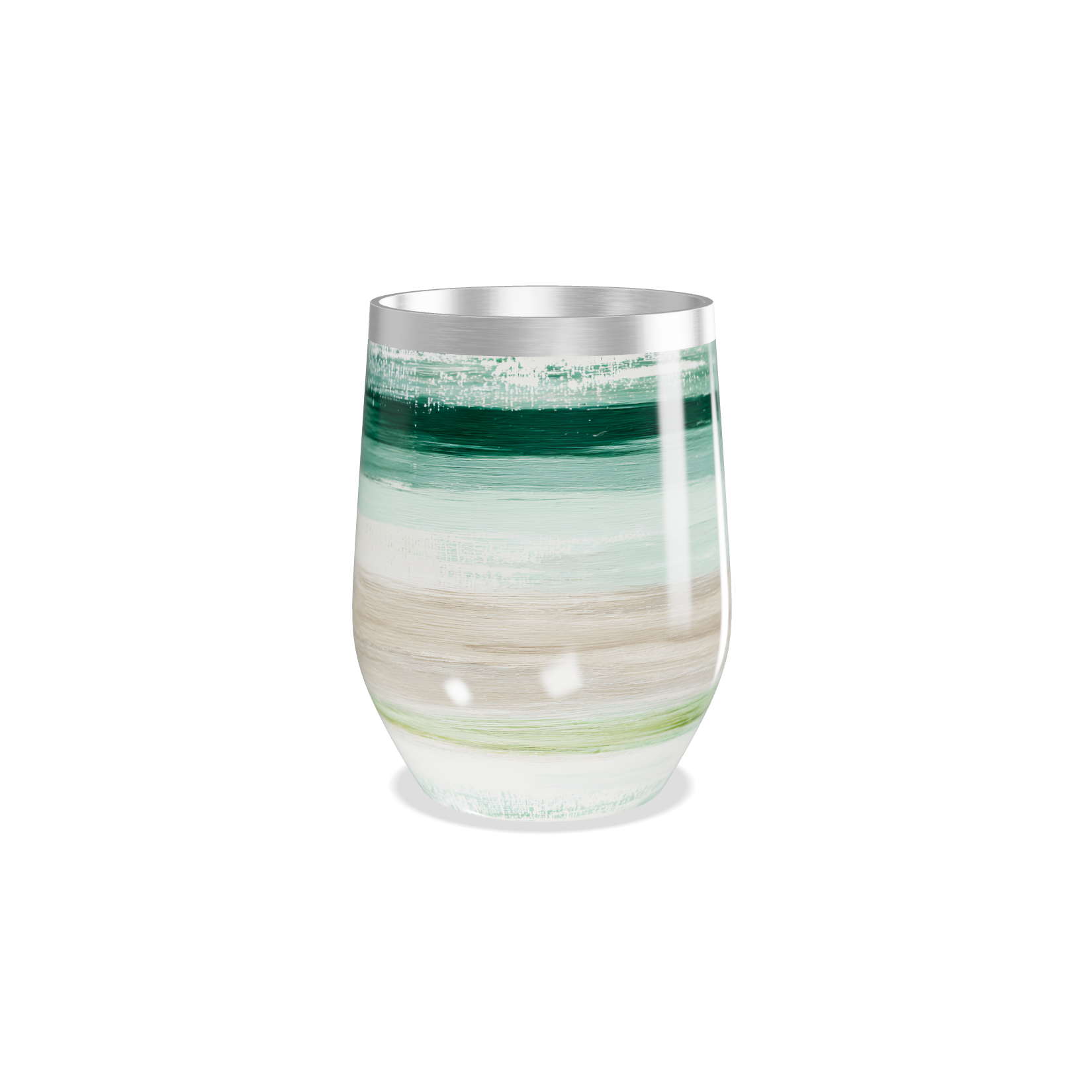 Copo Térmico Slim - Listras Verdes e Brancas