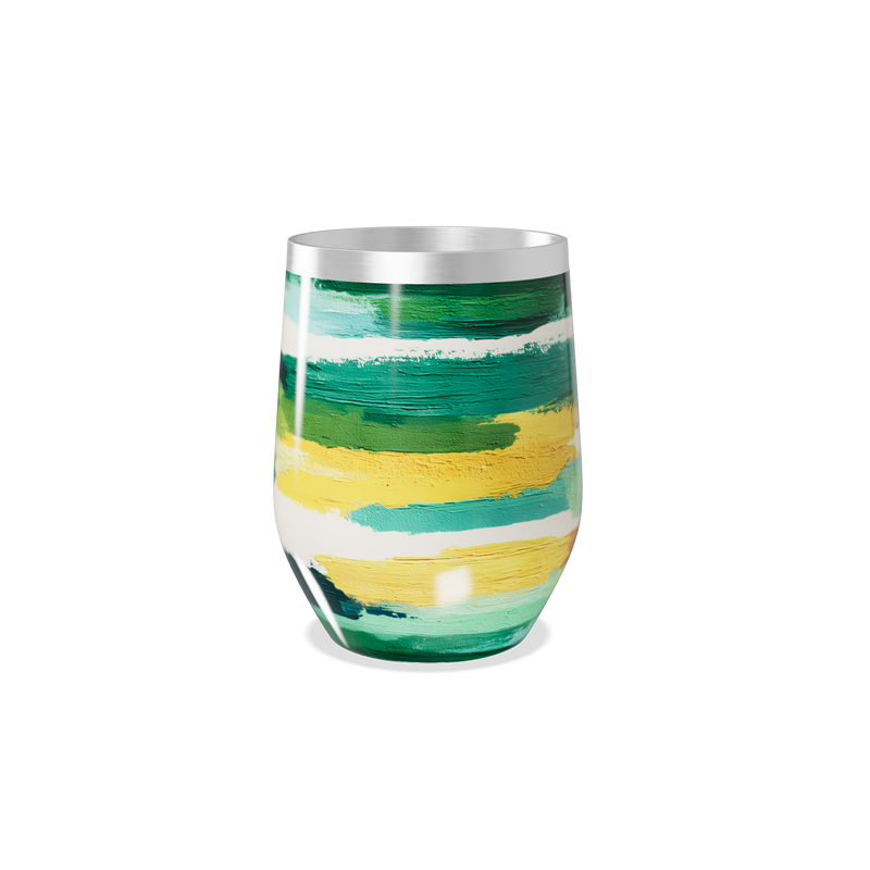 Copo Térmico Slim - Listras Verde Amarelo