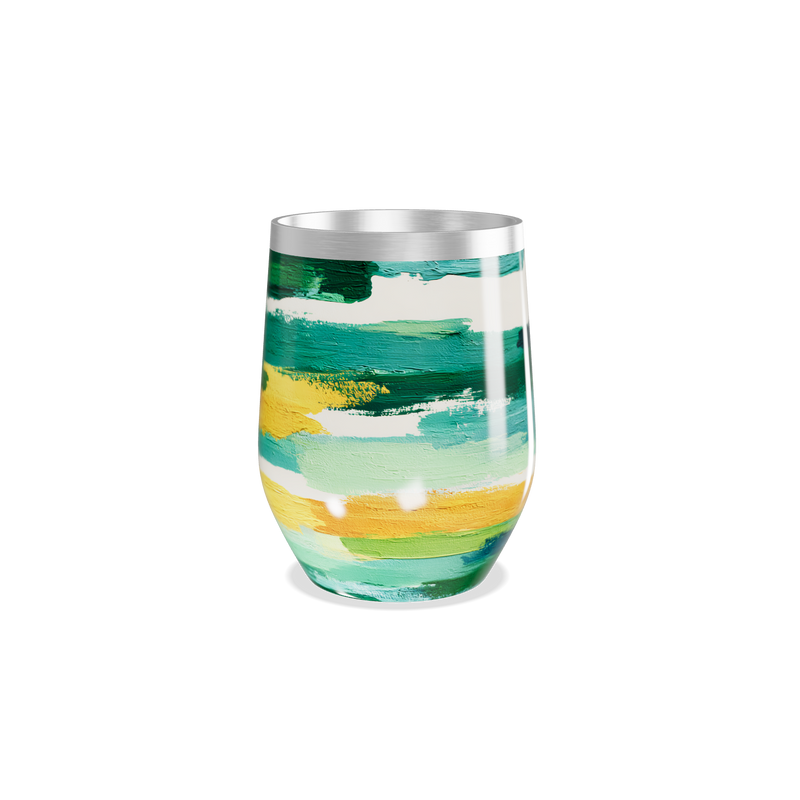 Copo Térmico Slim - Listras Verde Amarelo