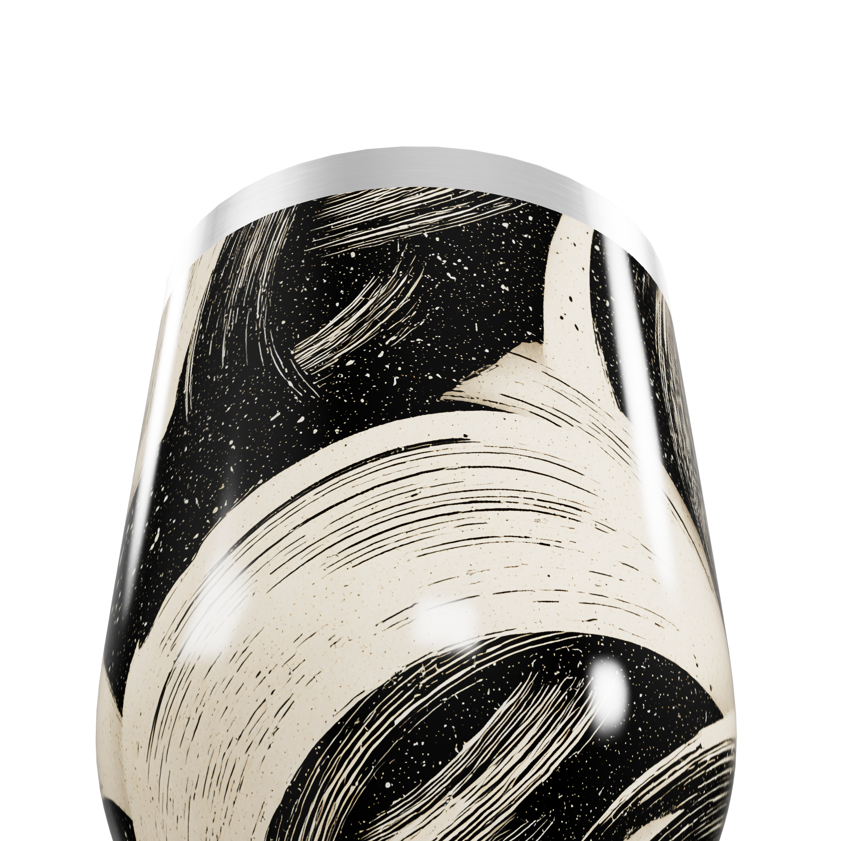 Copo Térmico Slim - Preto com Estampa Artística