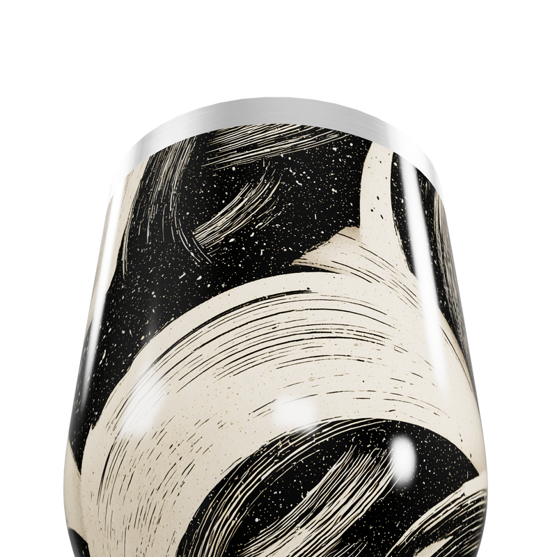 Copo Térmico Slim - Preto com Estampa Artística