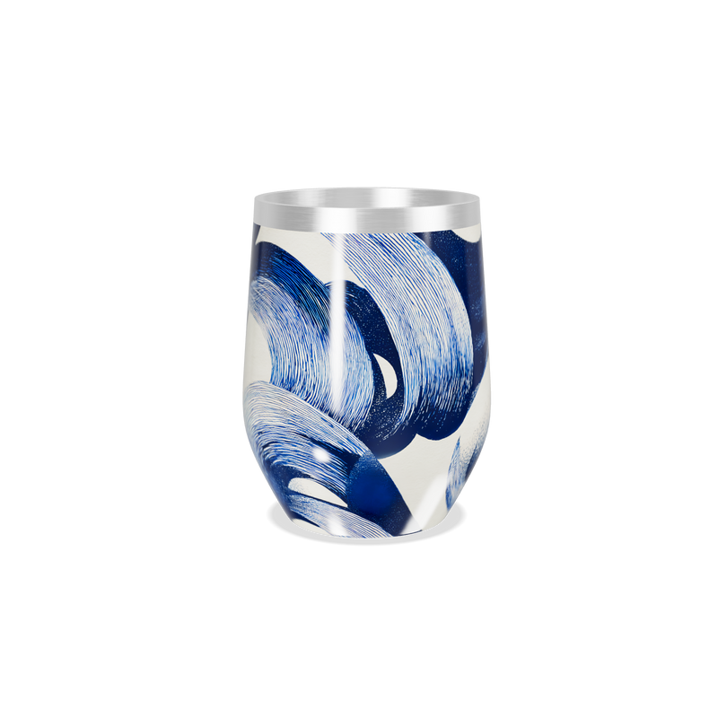 Copo Térmico Slim - Azul com Estampa Abstrata