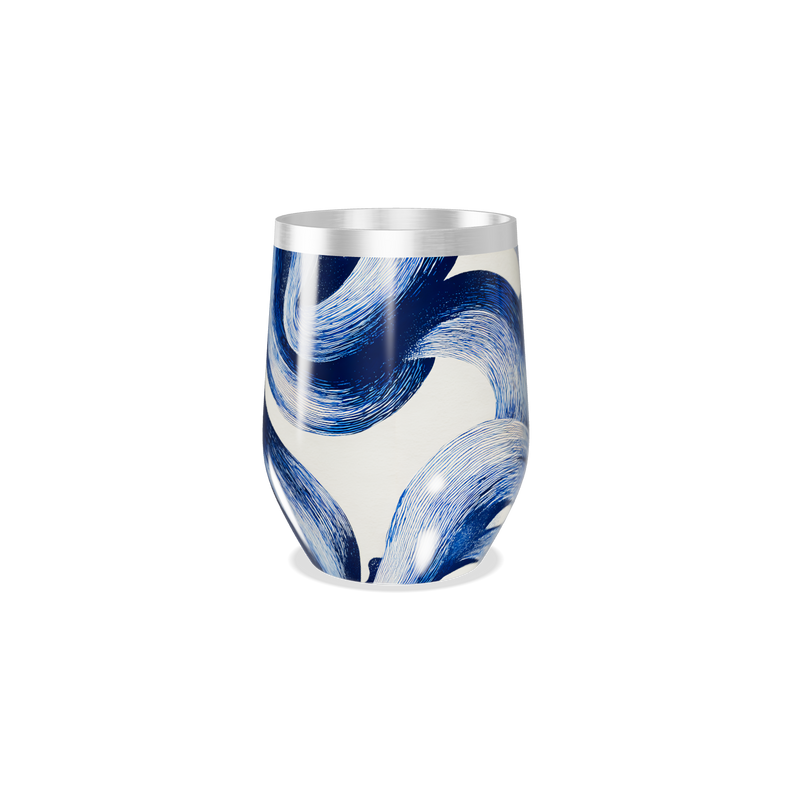 Copo Térmico Slim - Azul com Estampa Abstrata