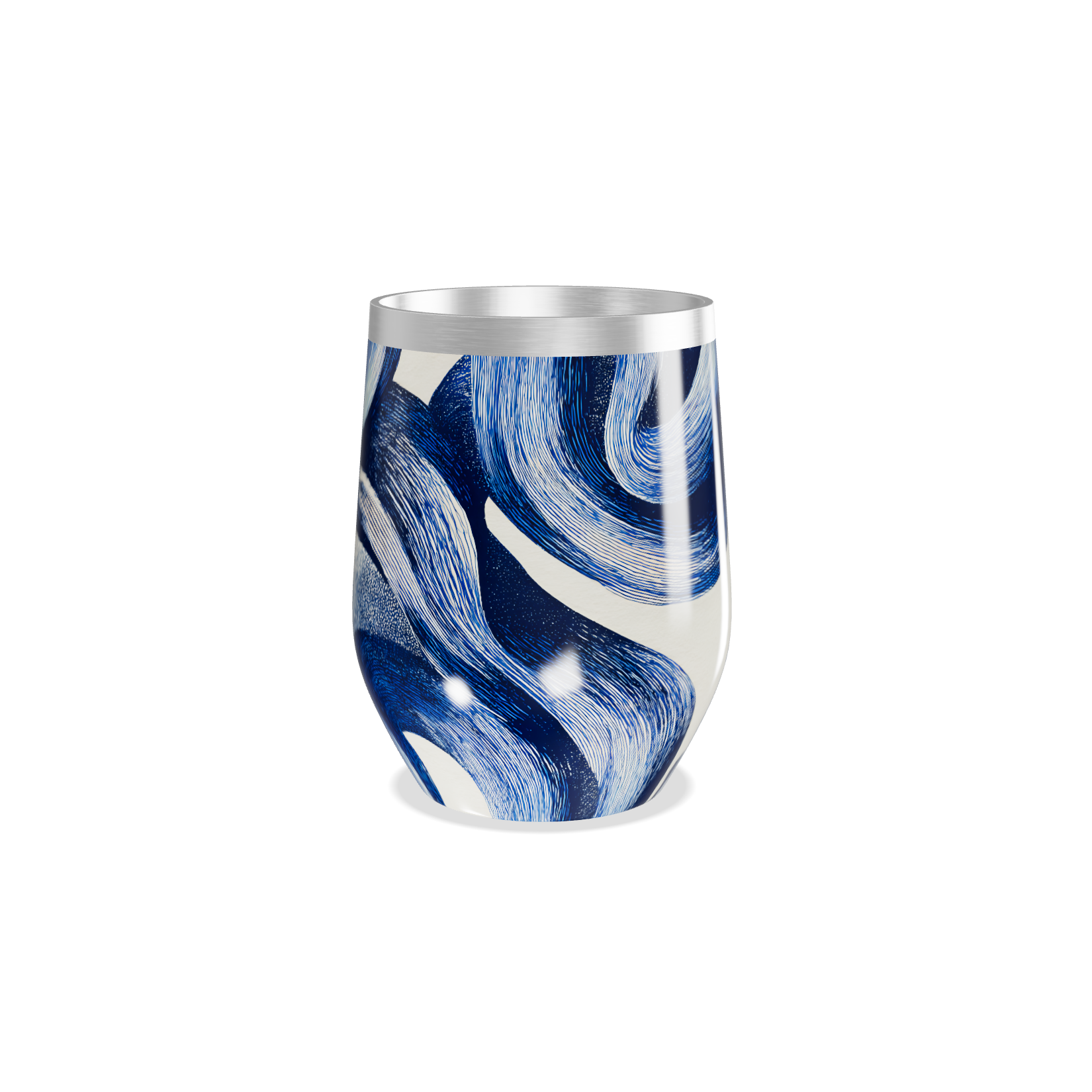 Copo Térmico Slim - Azul com Estampa Abstrata