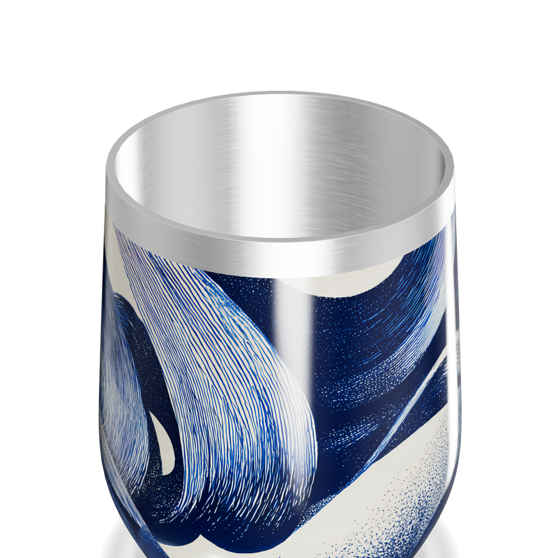 Copo Térmico Slim - Azul com Estampa Abstrata