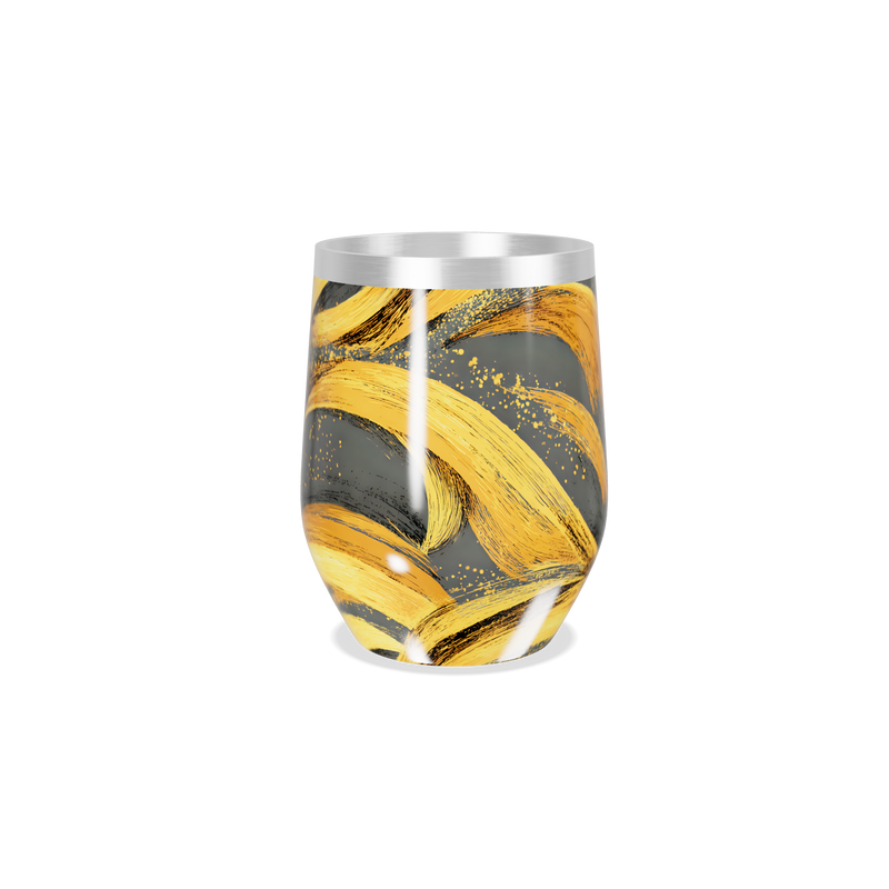 Copo Térmico Slim - Preto e Dourado Abstrato