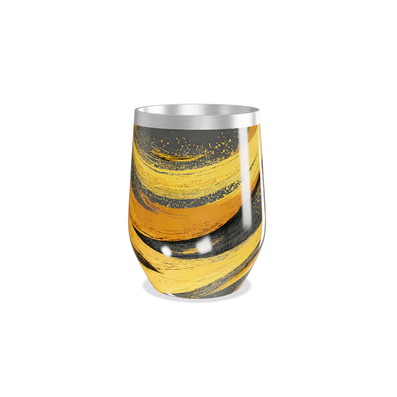 Copo Térmico Slim - Preto e Dourado Abstrato