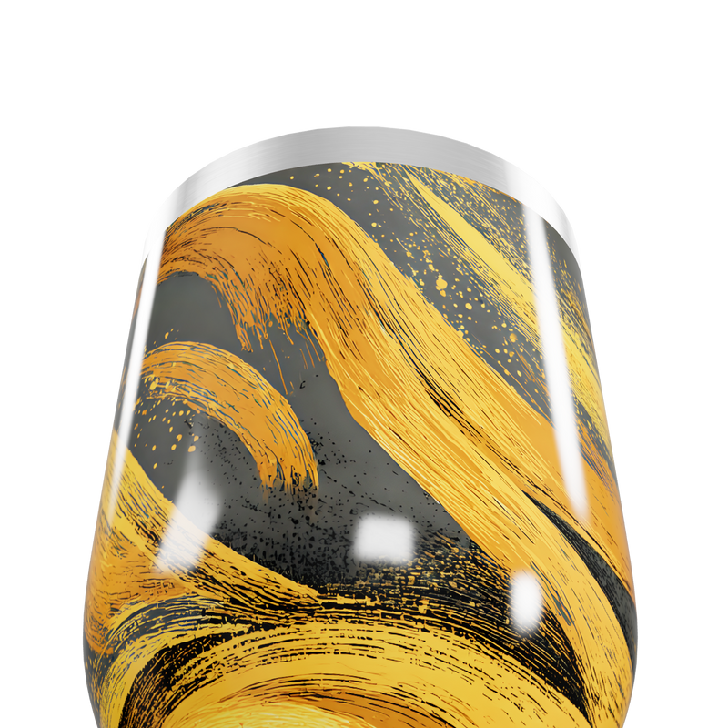 Copo Térmico Slim - Preto e Dourado Abstrato