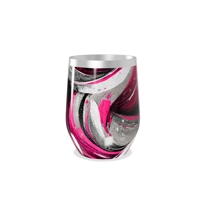 Copo Térmico Slim - Rosa e Preto Abstrato