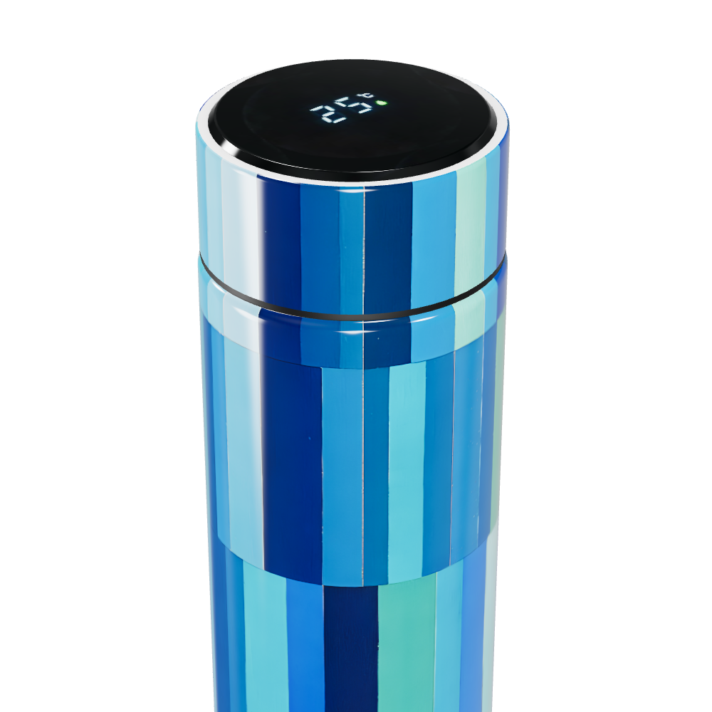 Garrafa Térmica Touch - Listras Azuis e Verdes