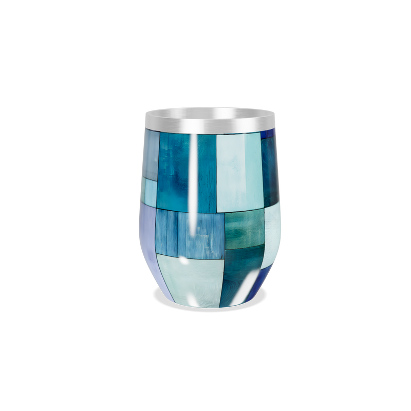 Copo Térmico Slim - Azul Patchwork Metalizado