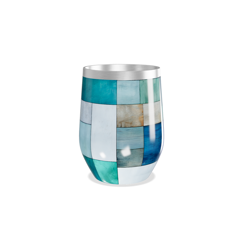 Copo Térmico Slim - Azul Patchwork Metalizado