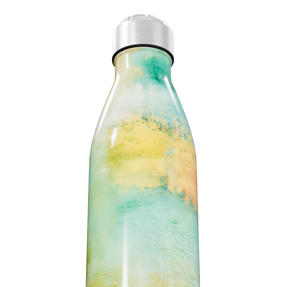 Garrafa Inox - Estampa Pastel Verde Amarelo