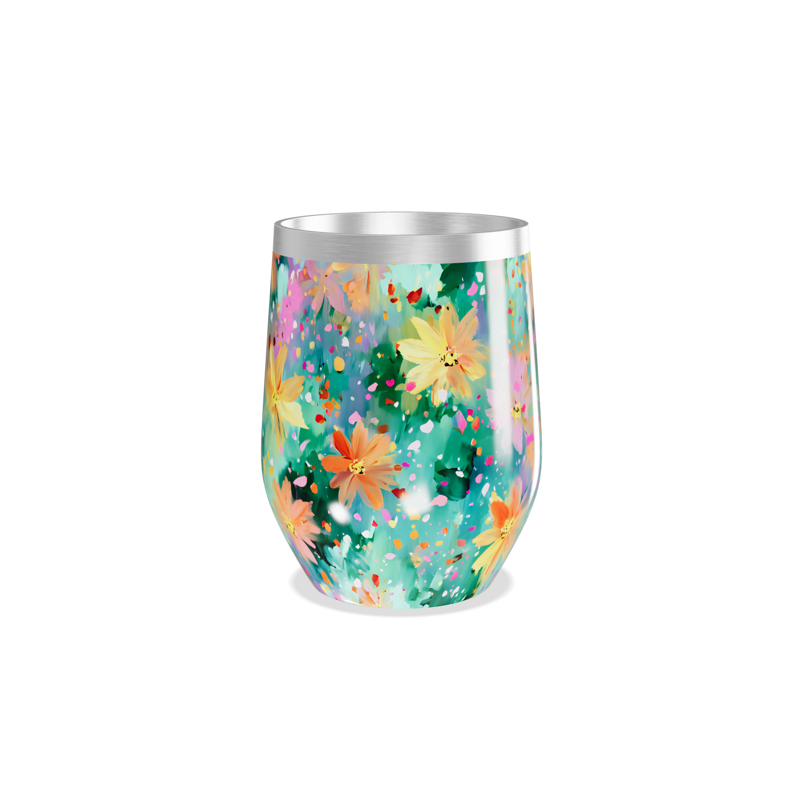 Copo Térmico Slim - Floral Aquarela Inox