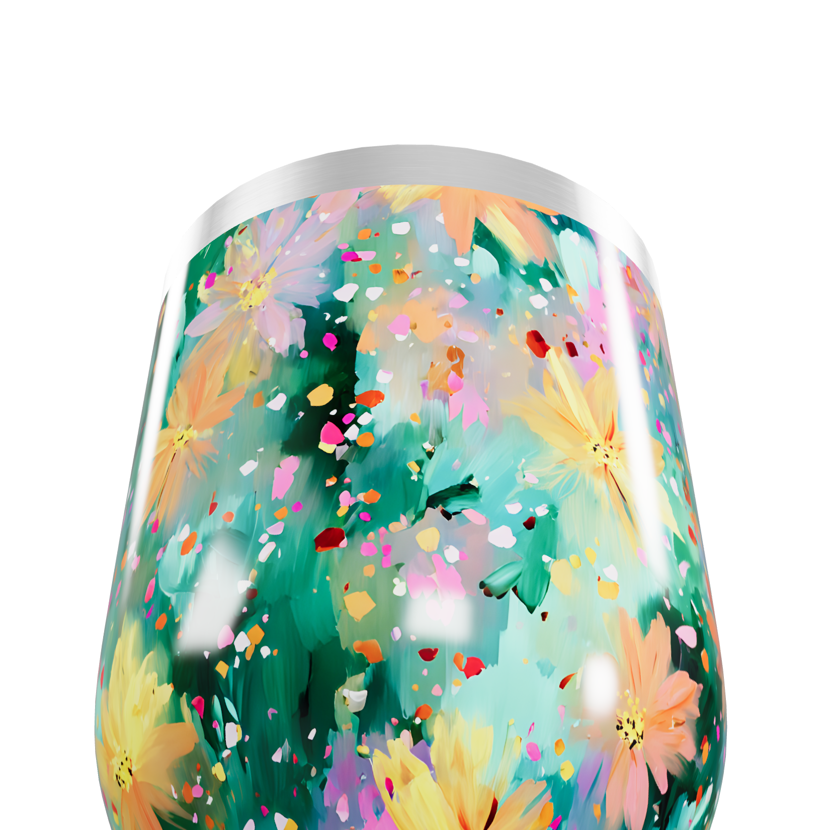 Copo Térmico Slim - Floral Aquarela Inox