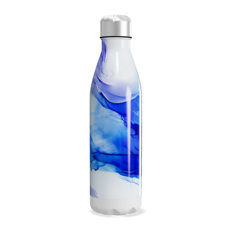Garrafa Inox - Azul com Estampa Abstrata