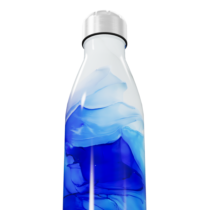 Garrafa Inox - Azul com Estampa Abstrata