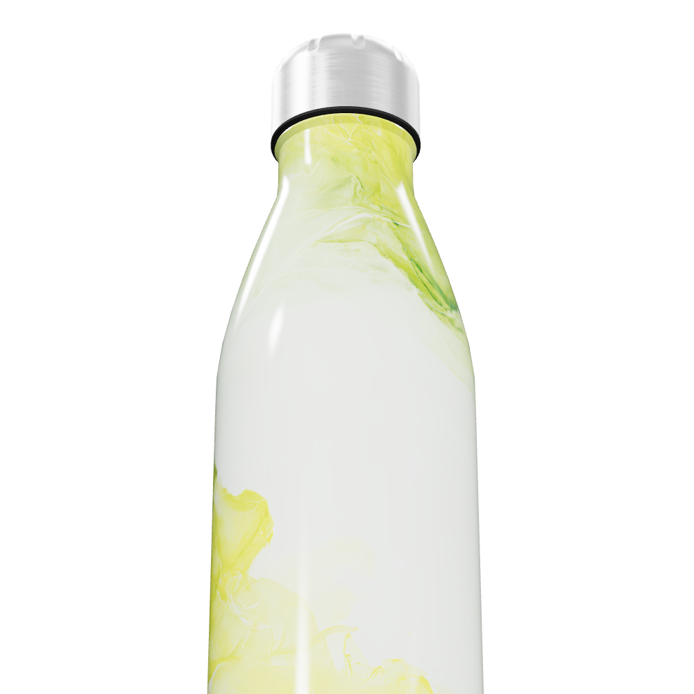 Garrafa Inox - Branco Amarelo Marmorizado