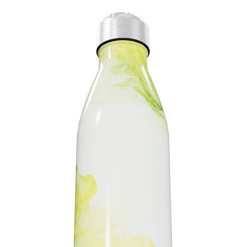 Garrafa Inox - Branco Amarelo Marmorizado
