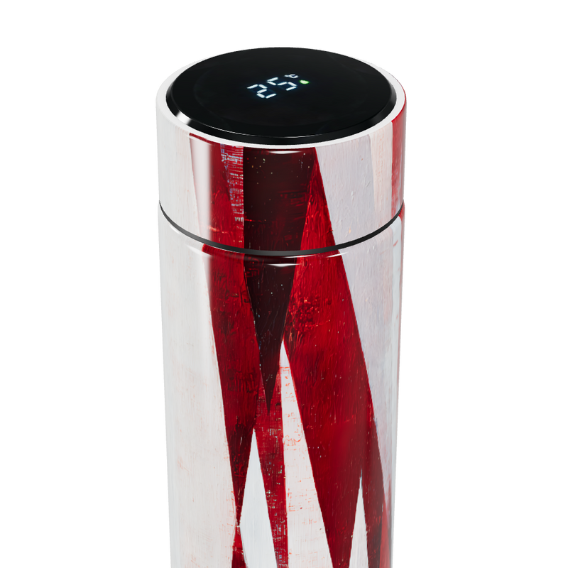 Garrafa Térmica Touch - Vermelha com Estampa Geométrica