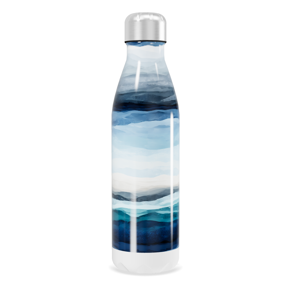 Garrafa Inox - Estampa Ondas Azul